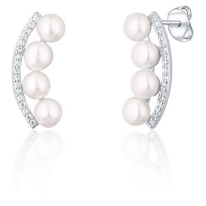 JwL Luxury Pearls Stříbrné náušnice s říčními perlami a zirkony JL0744