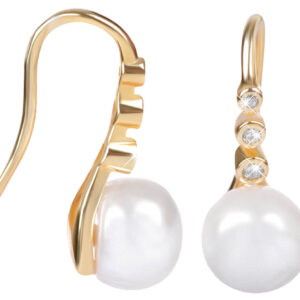 JwL Luxury Pearls Zlacené stříbrné visací náušnice s pravou perlou JL0411