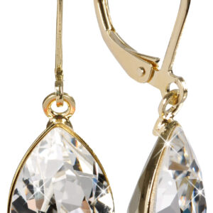 Levien Elegantní pozlacené náušnice s krystaly Pear Crystal