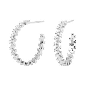 PDPAOLA Nepřehlédnutelné stříbrné náušnice kruhy CROWN Silver AR02-579-U