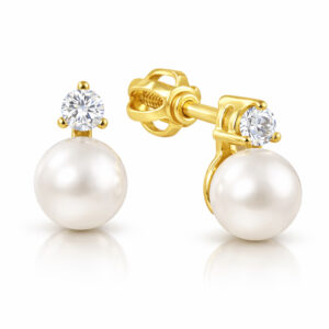 Soliter Romantické zlaté náušnice s pravou perlou 745 235 001 00101 0000000