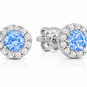 Soliter Zlaté kulaté náušnice se světle modrým krystalem 239 001 00806 07