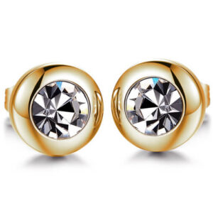 Troli Drobné pozlacené náušnice s čirým krystalem