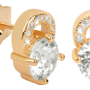 Troli Pozlacené třpytivé náušnice s čirými krystaly