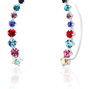 JwL Luxury Pearls Slušivé podélné náušnice s barevnými krystaly JL0742