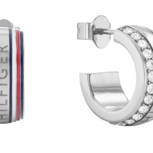 Tommy Hilfiger Luxusní ocelové náušnice kruhy s krystaly 2780623