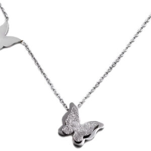 Troli Ocelový motýlí náhrdelník Metal Butterfly KNSC-257-SIL
