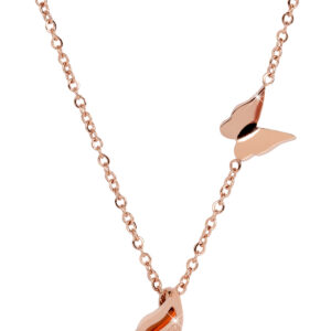 Troli Růžově pozlacený motýlí náhrdelník Metal Butterfly KNSC-257-RG