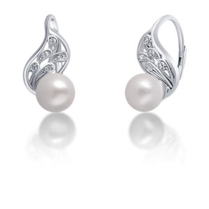 JwL Luxury Pearls Půvabné stříbrné náušnice s pravou bílou perlou JL0706
