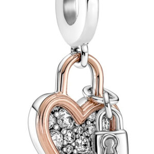 Pandora Bicolor přívěsek Srdíčko se zámkem Moments Rose 780087C01