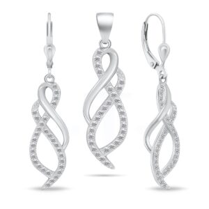 Brilio Silver Blyštivý stříbrný set šperků se zirkony SET222W (přívěsek