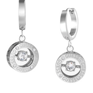 Guess Elegantní ocelové náušnice kruhy Solitaire JUBE01463JWRHT/U
