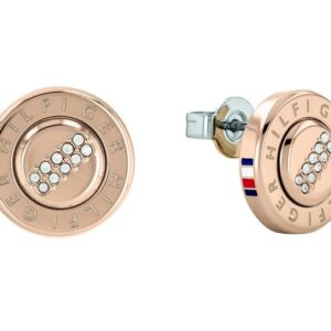 Tommy Hilfiger Bronzové ocelové náušnice pecky s krystaly 2780613