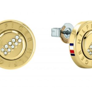 Tommy Hilfiger Pozlacené ocelové náušnice pecky s krystaly 2780646