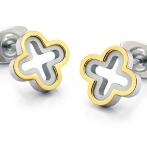 Boccia Titanium Titanové bicolor náušnice čtyřlístky 05016-02