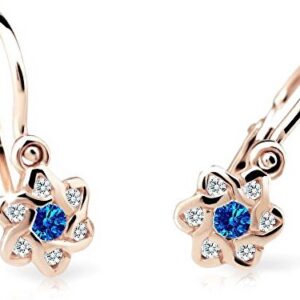 Cutie Jewellery Dětské náušnice z růžového zlata C2149-10-X-4 modrá