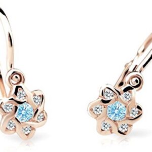 Cutie Jewellery Dětské náušnice z růžového zlata C2149-10-X-4 světle modrá