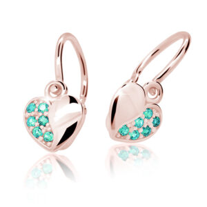 Cutie Jewellery Dětské náušnice z růžového zlata C2160-10-X-4 světle zelená