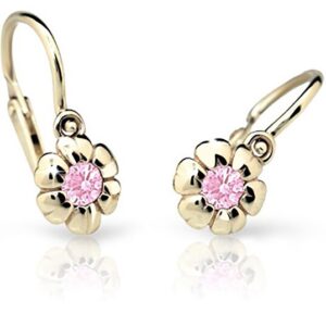Cutie Jewellery Dětské náušnice ze žlutého zlata C2151-10-X-1 růžová