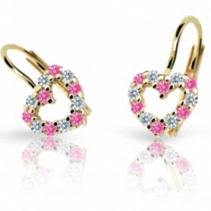 Cutie Jewellery Dětské náušnice ze žlutého zlata C2157-10-X-1 fuchsiová