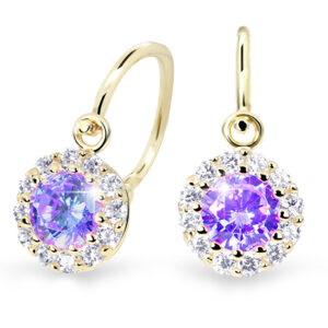Cutie Jewellery Krásné dětské náušnice ze žlutého zlata C2745-10-X-1 fialová