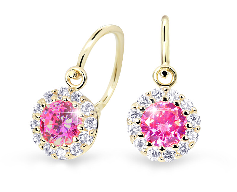 Cutie Jewellery Krásné dětské náušnice ze žlutého zlata C2745-10-X-1 fuchsiová