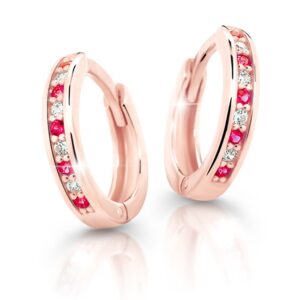 Cutie Jewellery Půvabné kruhové náušnice z růžového zlata C3342-80-X-4 červená