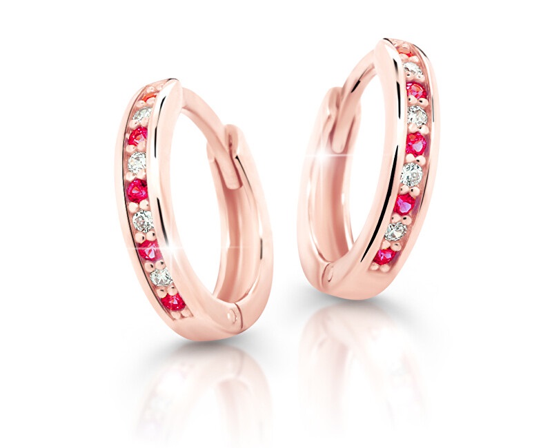 Cutie Jewellery Půvabné kruhové náušnice z růžového zlata C3342-80-X-4 červená