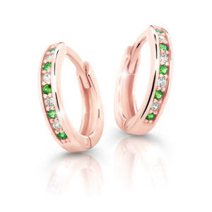 Cutie Jewellery Půvabné kruhové náušnice z růžového zlata C3342-80-X-4 zelená