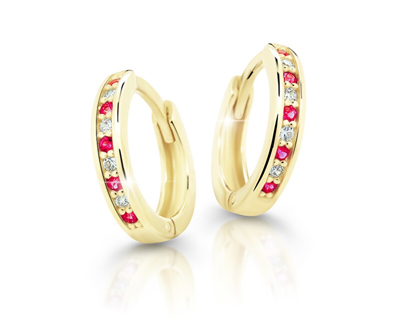 Cutie Jewellery Půvabné kruhové náušnice ze žlutého zlata C3342-80-X-1 červená