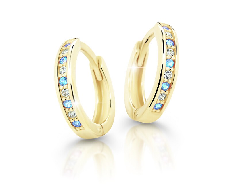 Cutie Jewellery Půvabné kruhové náušnice ze žlutého zlata C3342-80-X-1 světle modrá