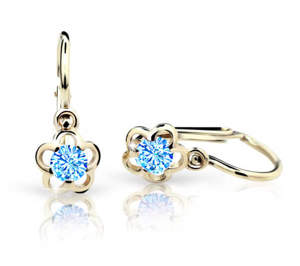 Cutie Jewellery Zlaté dětské náušnice C1945-10-X-1 světle modrá
