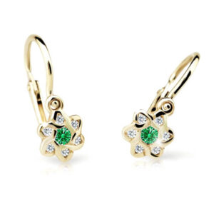 Cutie Jewellery Zlaté dětské náušnice C2149-10-X-1 zelená