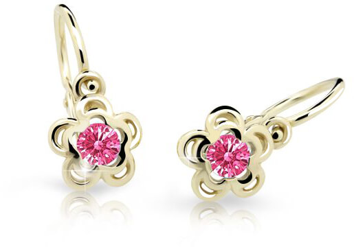 Cutie Jewellery Zlaté dětské náušnice C2204-10-X-1 fuchsiová