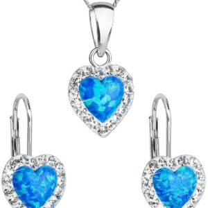Evolution Group - Pavona Srdíčková souprava šperků s krystaly Preciosa 39161.1 & blue s.opal (náušnice