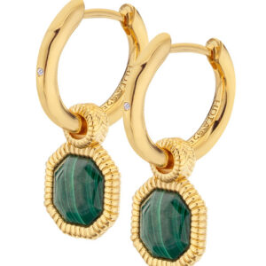 Hot Diamonds Luxusní kruhové náušnice s diamanty a malachity 2v1 Jac Jossa Hope DE676