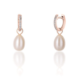 JwL Luxury Pearls Bronzové kruhové náušnice á la vévodkyně Kate s pravou perlou a zirkony 3v1 JL0687