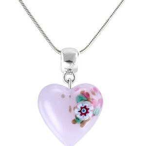 Lampglas Hravý náhrdelník Pink Flower s unikátní kresbou v perle Lampglas NLH11