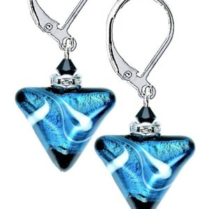 Lampglas Půvabné náušnice Sea Wave Triangle s ryzím stříbrem v perlách Lampglas ETA12