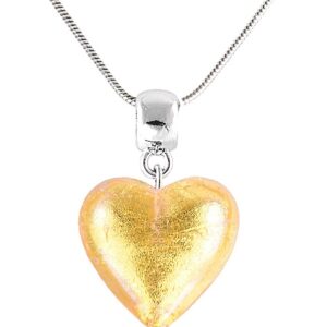 Lampglas Zářivý náhrdelník Golden Heart s 24karátovým zlatem v perle Lampglas NLH24