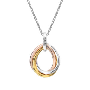 Hot Diamonds Tricolor náhrdelník s diamanty Trio Teardrop RG DP780 (řetízek