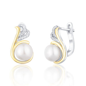JwL Luxury Pearls Stříbrné bicolor náušnice s pravými perlami a zirkony JL0720