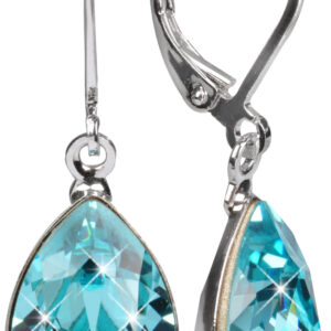 Levien Elegantní náušnice s krystaly Pear Light Turquois